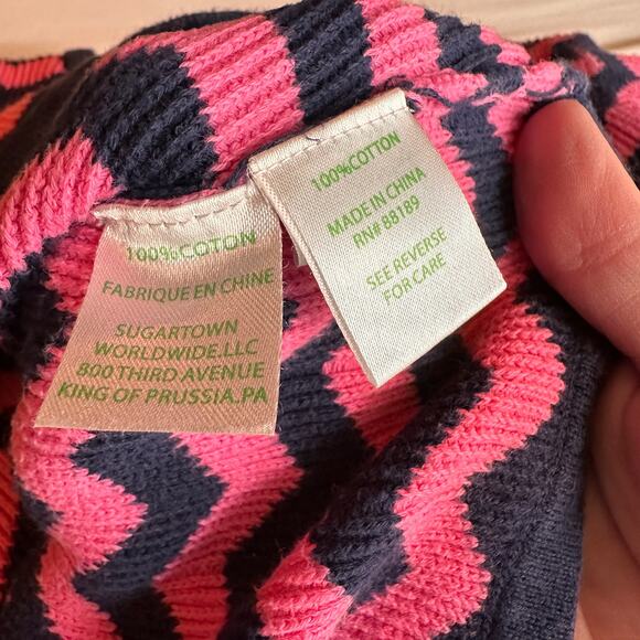 Lilly Pulitzer Little Santana Chevron Sweater Dress Pink & Black Medium (6/7) - Picture 3 of 6